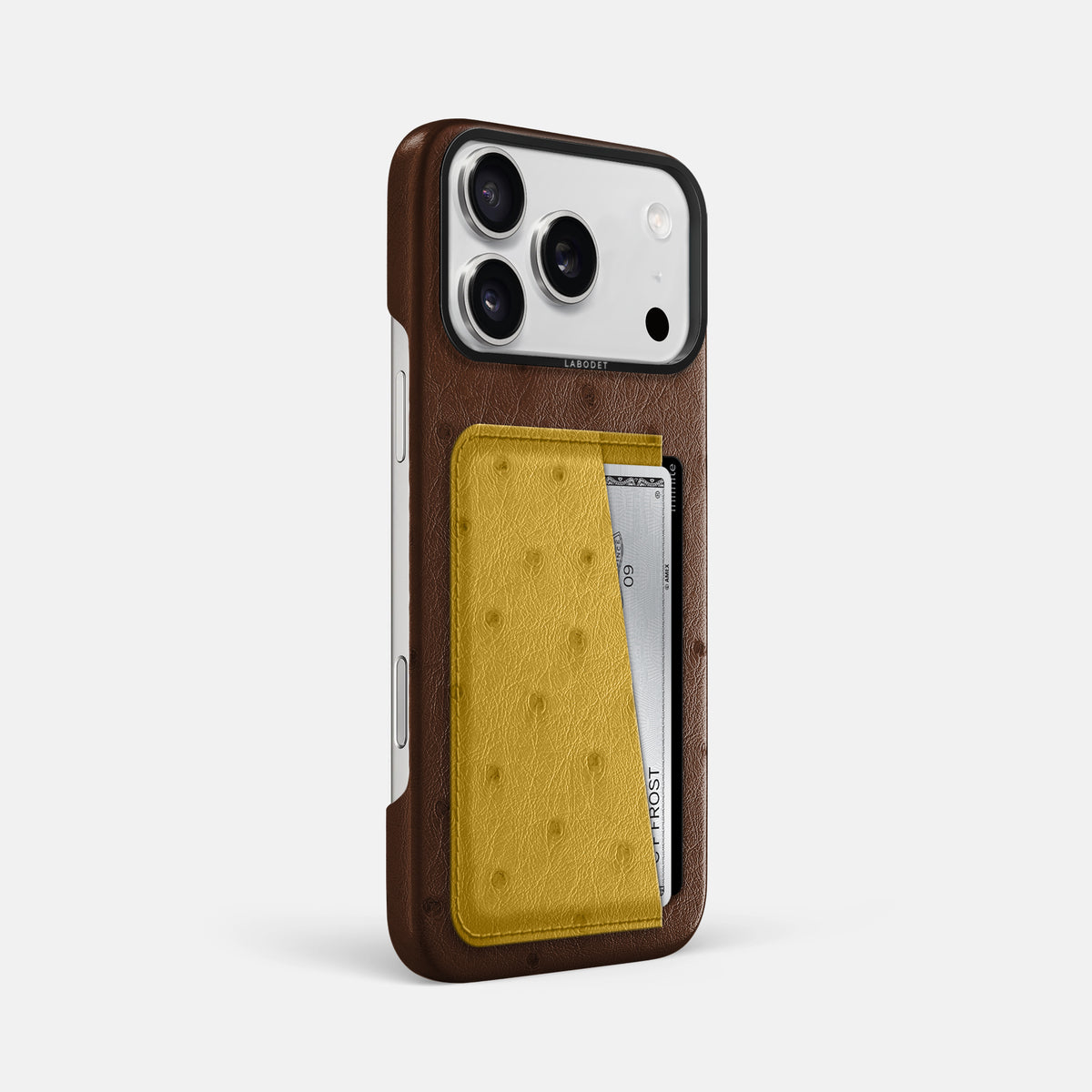 Double Card Case Coloré For iPhone 17 Pro Max In Ostrich -2 | Chocolate-Black