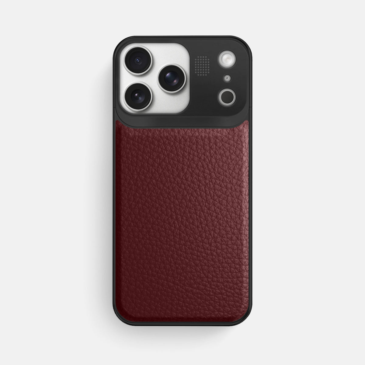 Metal Case For iPhone 17 Pro Max In Calf -1 | Bordeaux-Black