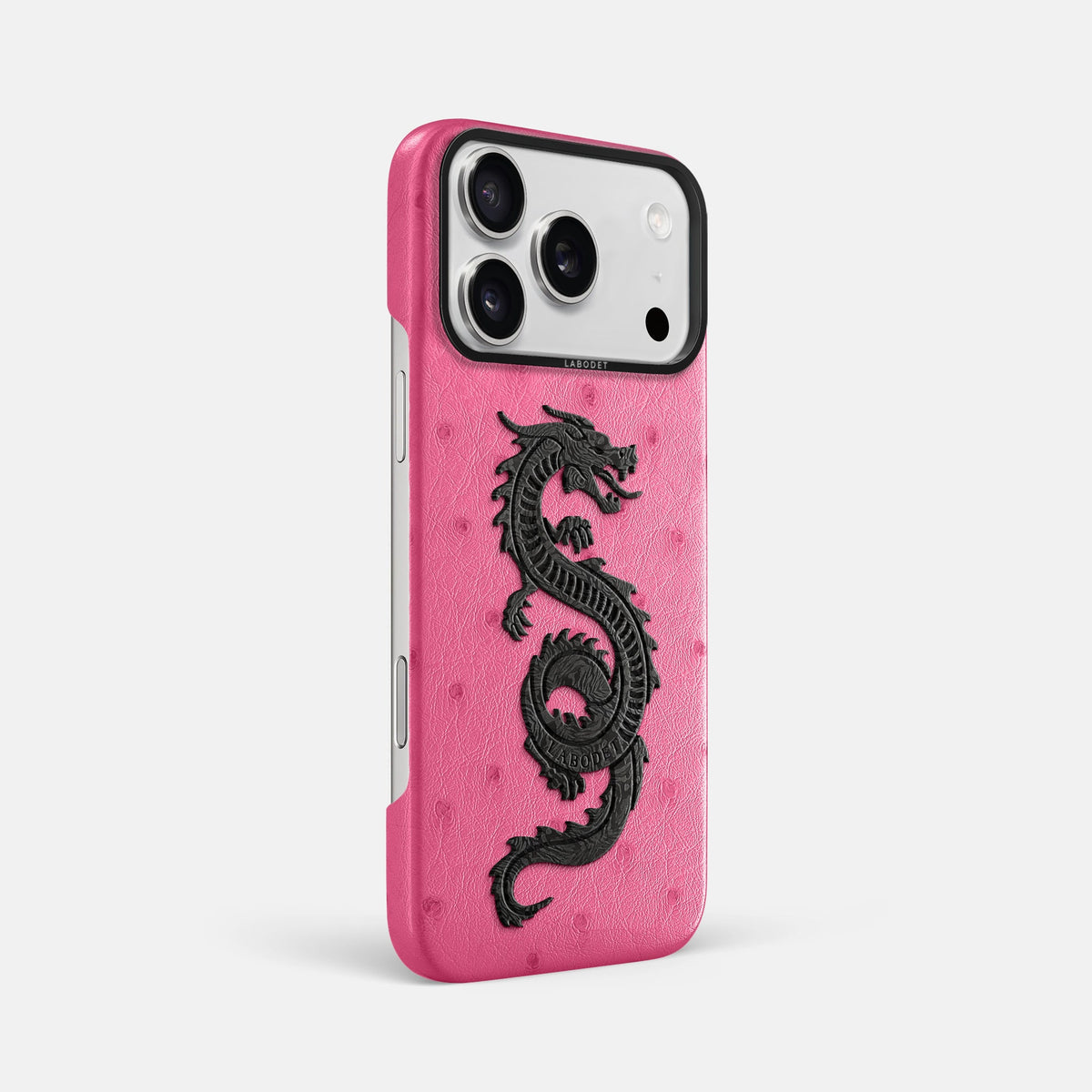 Classic Case With Carbon Dragon For iPhone 18 Pro Max In Ostrich -2 | Pink-Black