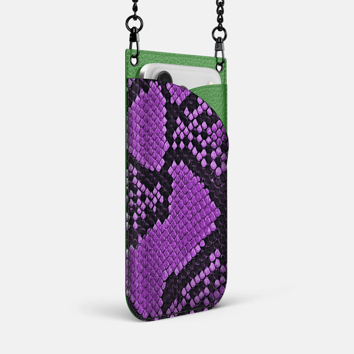 Crossbody Bag For iPhone 18 Pro Max In Deluxe Python -2 | Purple-Black