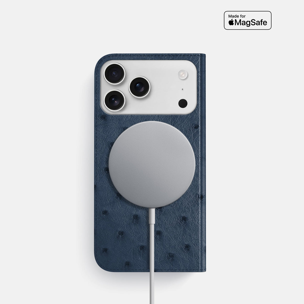 Folio Slim Case For iPhone 18 Pro In Ostrich -3 | Navy-Blue