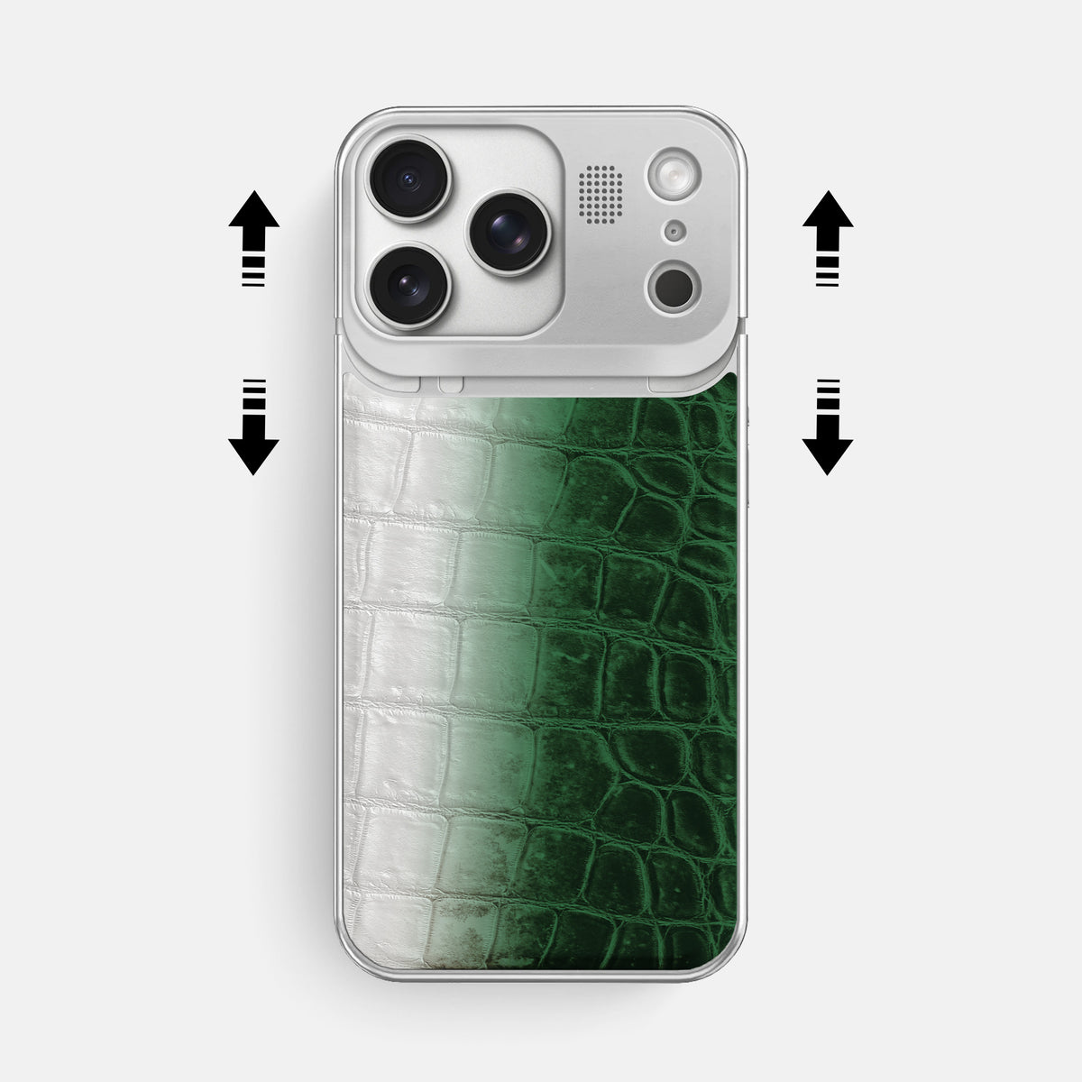 Metal Case For iPhone 17 Pro Max In Himalayan Crocodile -2 | Green-Steel