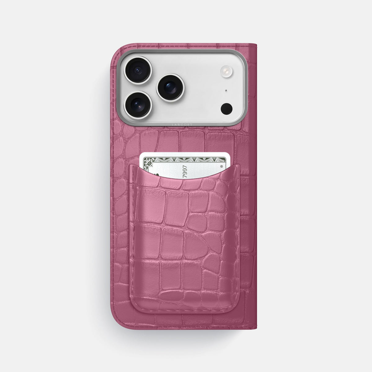 Folio Case with Card For iPhone 18 Pro Max In Alligator -3 | Pink-Lagoon-Steel