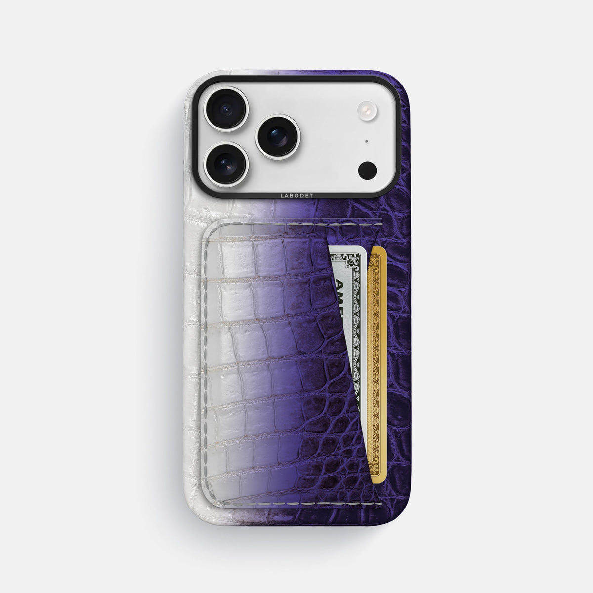 Double Card Case For iPhone 18 Pro Max In Himalayan Crocodile -1 | Purple-Black