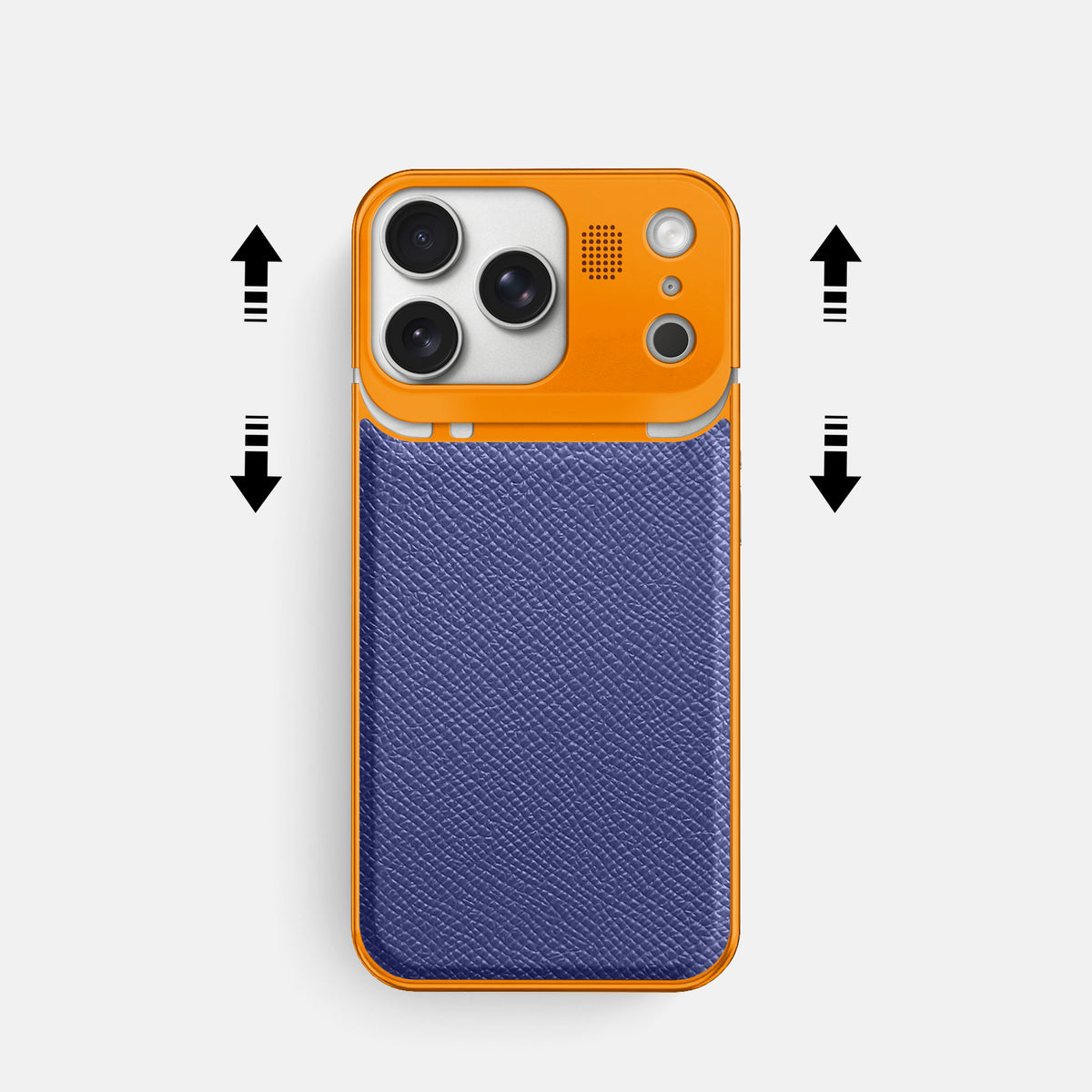 Metal Case For iPhone 17 Pro In Epsom-Style Calf -2 | Purple-Orange