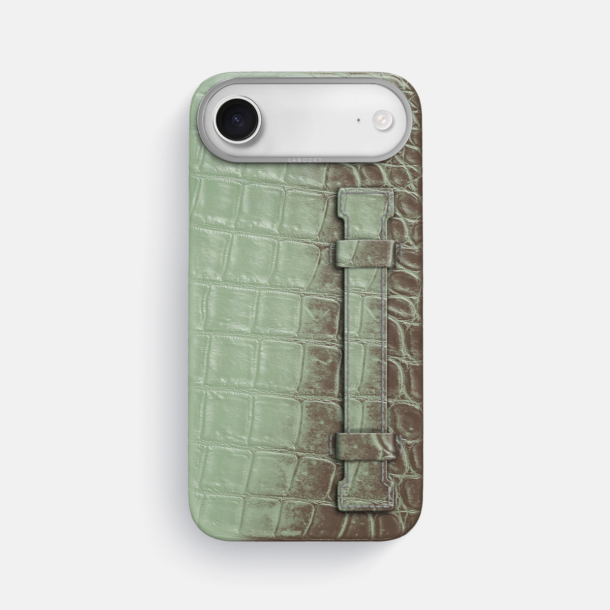 Handle Case For iPhone 17 Air In Himalayan Crocodile -1 | Pistachio-Steel