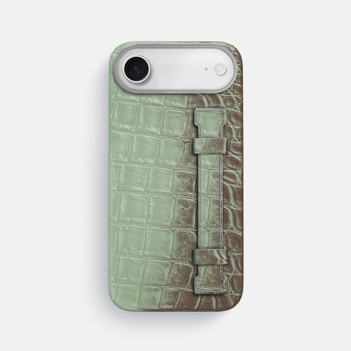 Handle Case For iPhone 17 Air In Himalayan Crocodile -1 | Pistachio-Steel