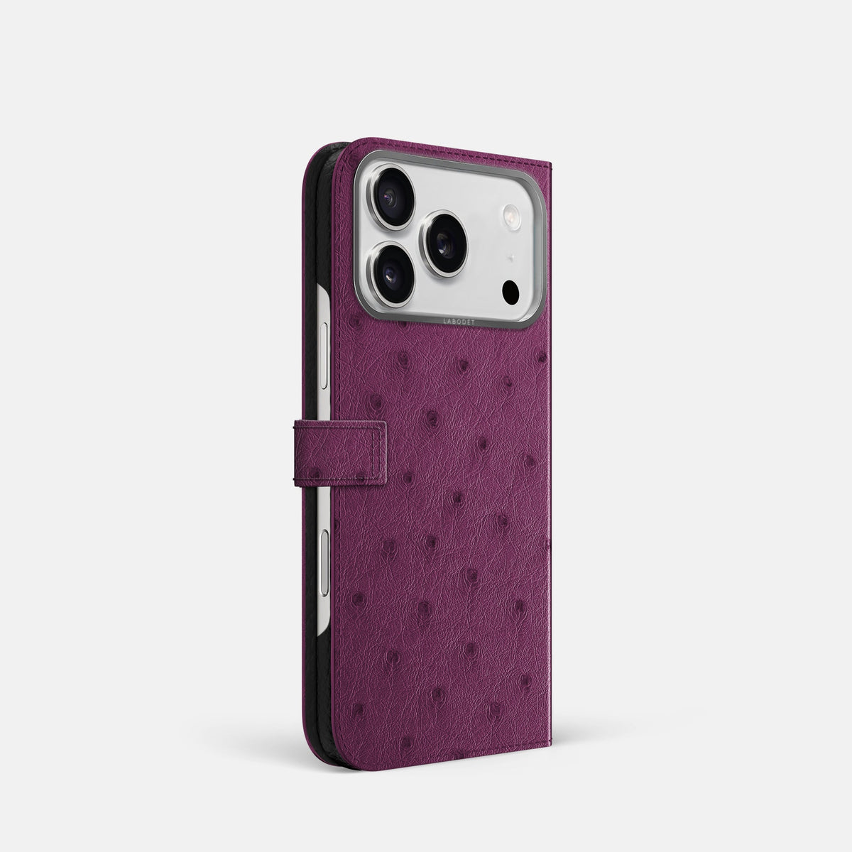 Folio Case with Clasp For iPhone 18 Pro In Ostrich -1 | Purple-Steel