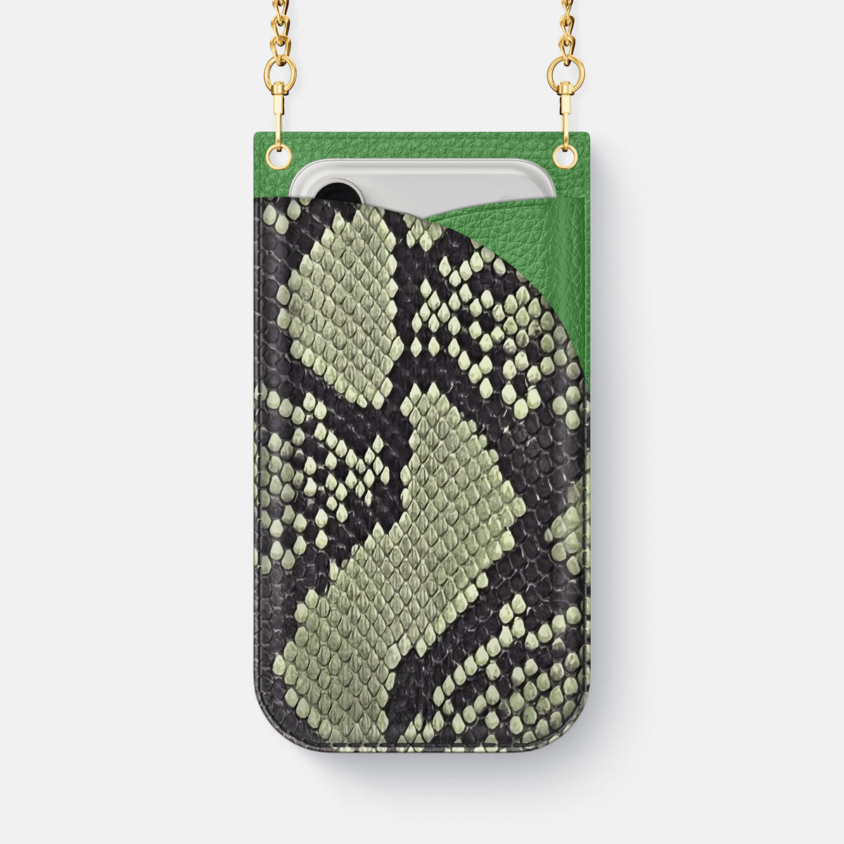 Crossbody Bag For iPhone 17 Air In Deluxe Python -1 | Army-Green-Gold