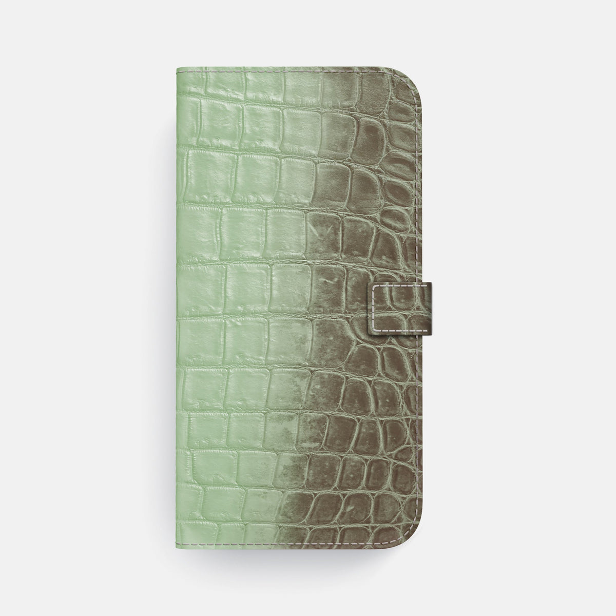 Folio Case with Clasp For iPhone 18 Pro Max In Himalayan Crocodile -4 | Pistachio-Steel