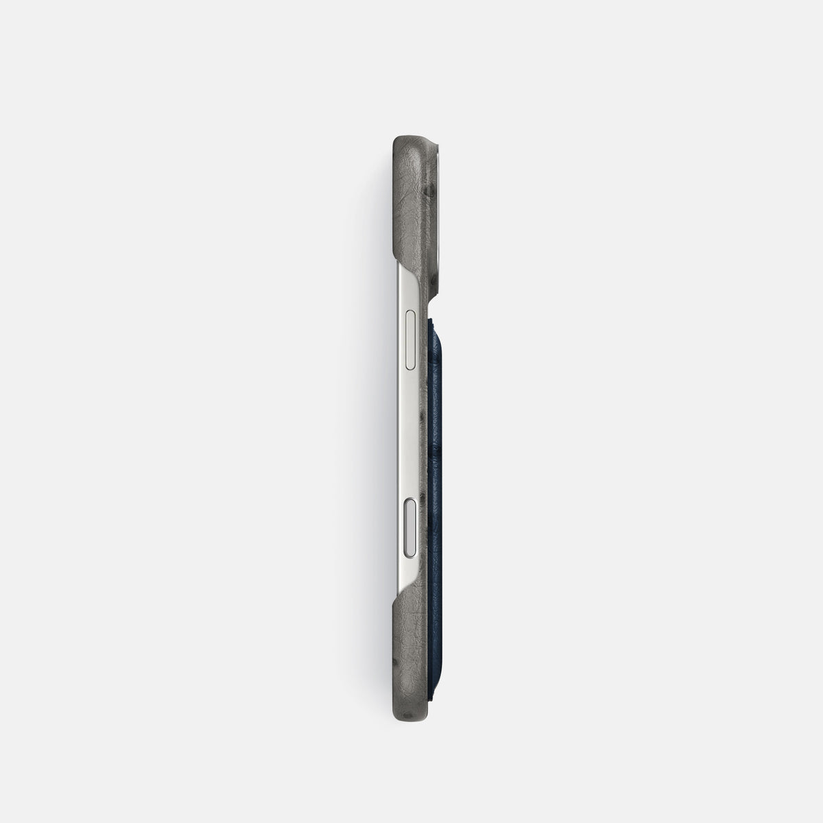 Double Card Case Coloré For iPhone 17 Pro In Ostrich -3 | Grey-Steel