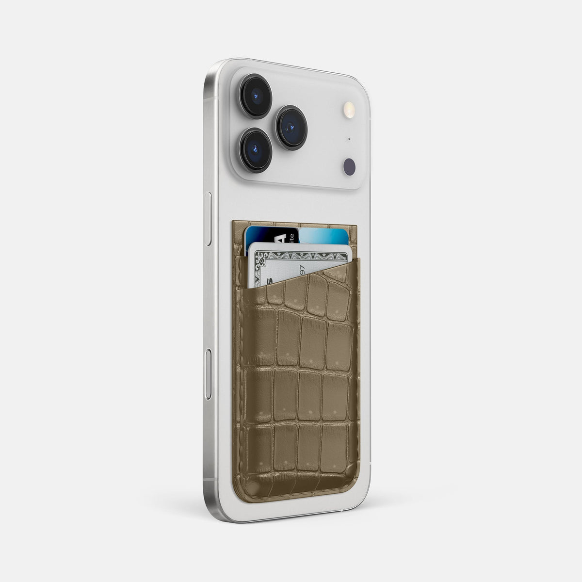 MagSafe Wallet For iPhone 18 Pro Max In Porosus Crocodile -2 | Kaki-Green