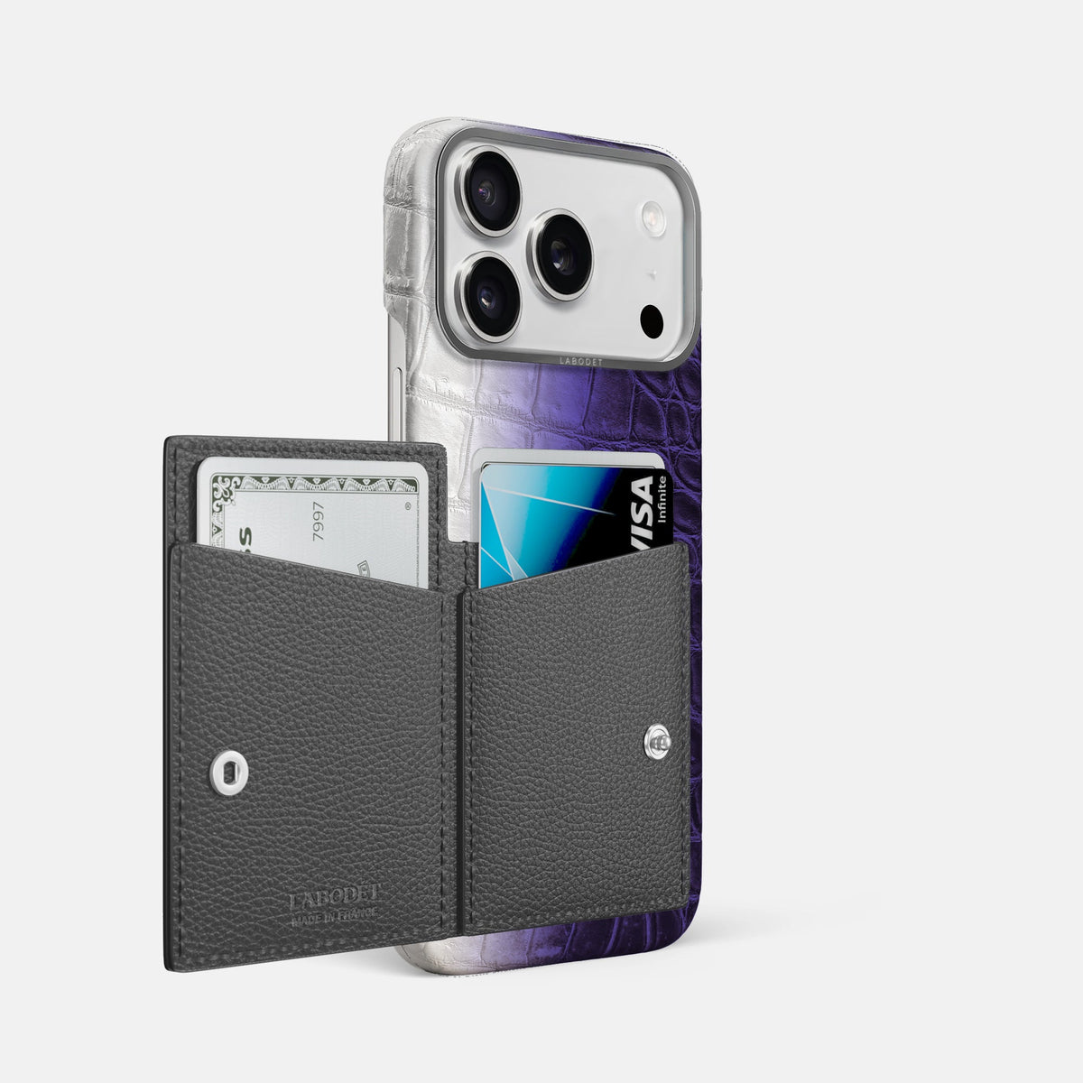 Bi-Fold Case For iPhone 18 Pro Max In Himalayan Crocodile -2 | Purple-Steel