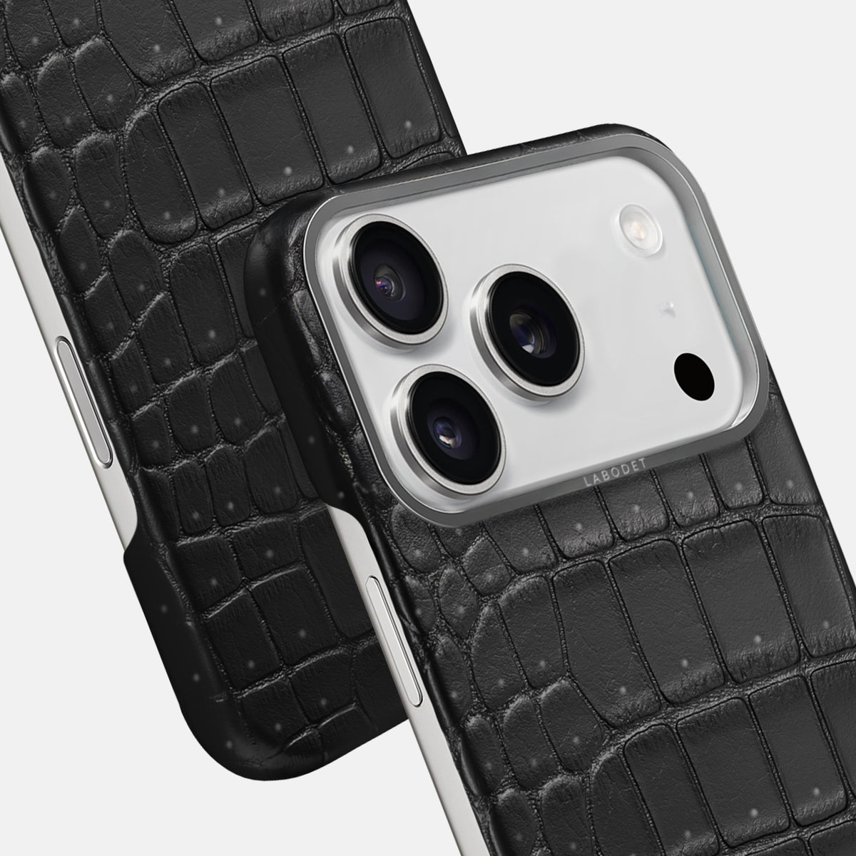 Classic Case For iPhone 17 Pro In Porosus Crocodile -6 | Black-Steel
