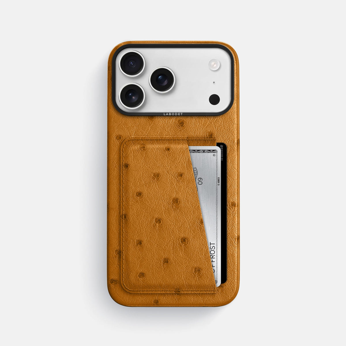 Double Card Case For iPhone 18 Pro Max In Ostrich -1 | Chestnut-Black