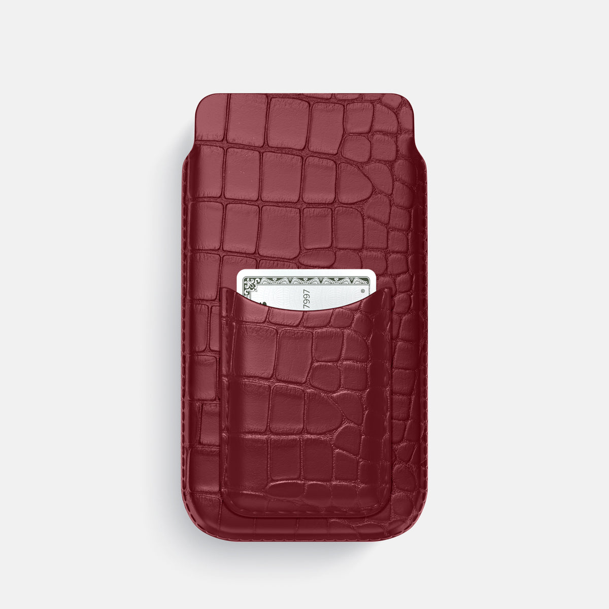 Pouch Card Case For iPhone 17 Pro In Alligator -1 | Burgundy