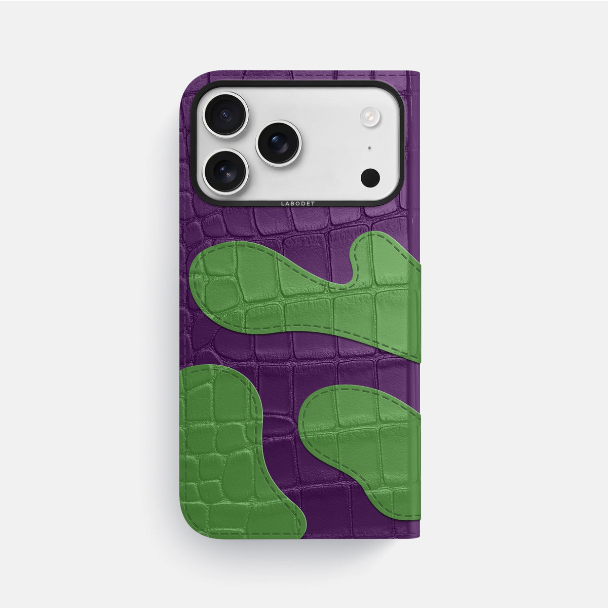 Camouflage Folio For iPhone 18 Pro Max In Alligator -3 | Purple-Black