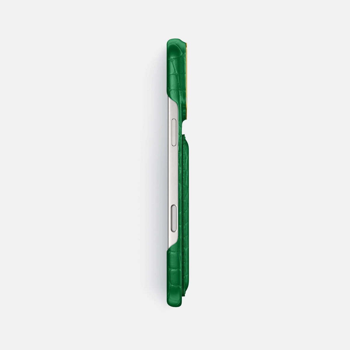 Double Card Case For iPhone 18 Pro Max In Alligator -3 | Forest-Green-Gold