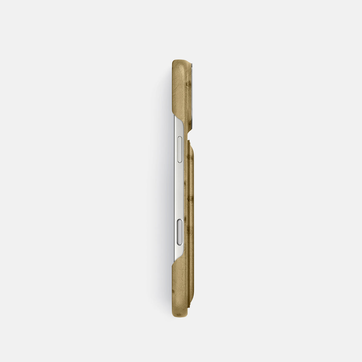 Double Card Case For iPhone 17 Pro In Ostrich -3 | Desert-Sand-Steel