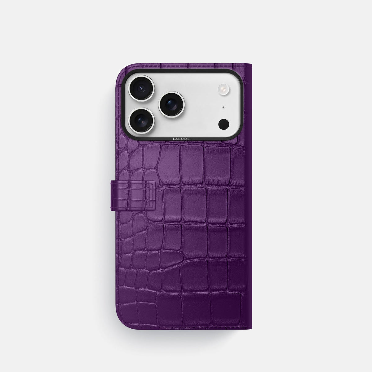 Folio Case with Clasp For iPhone 18 Pro In Alligator -3 | Purple-Black