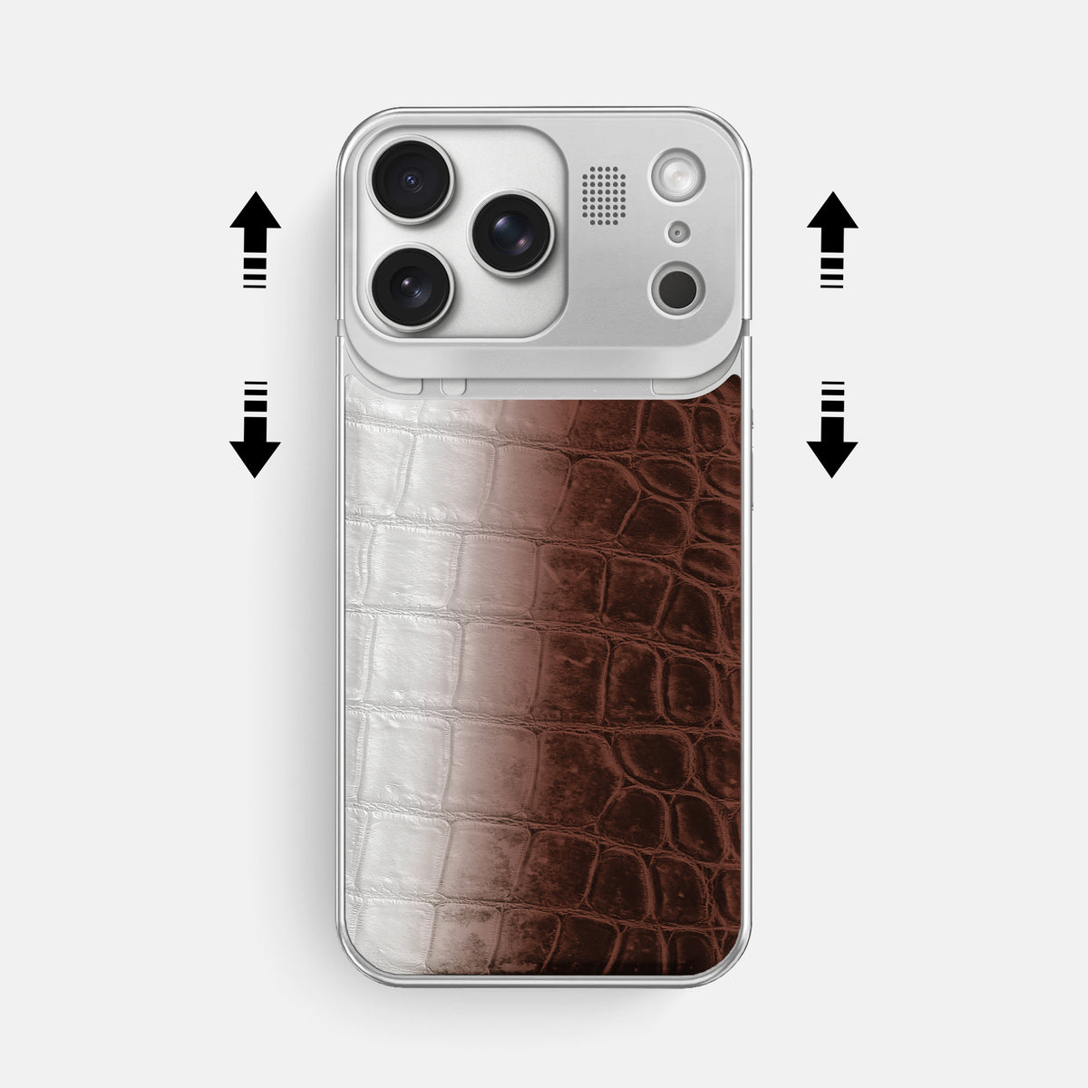 Metal Case For iPhone 17 Pro Max In Himalayan Crocodile -2 | Dark-Brown-Steel