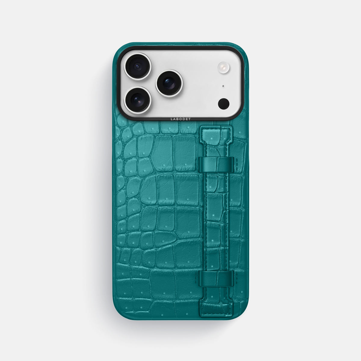 Handle Case For iPhone 17 Pro Max In Porosus Crocodile -1 | Celadon-Black