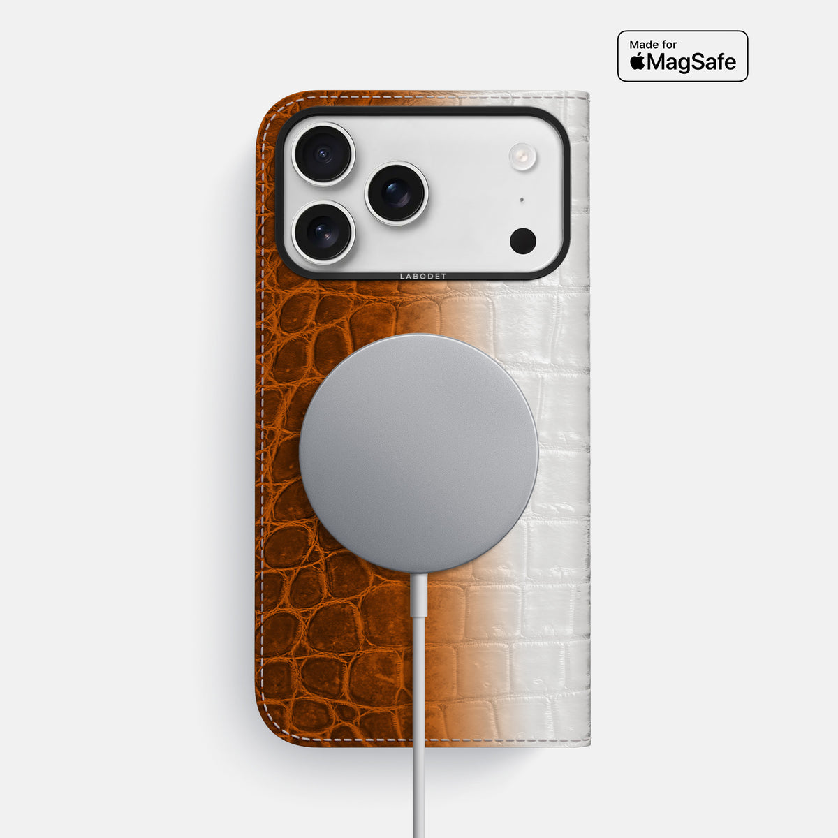 Folio Case For iPhone 17 Pro Max In Himalayan Crocodile -3 | Orange-Black
