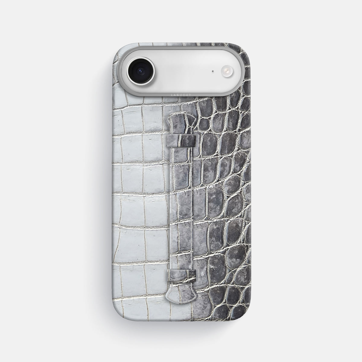 Center Handle For iPhone 17 Air In Himalayan Crocodile -1 | Silver-Steel