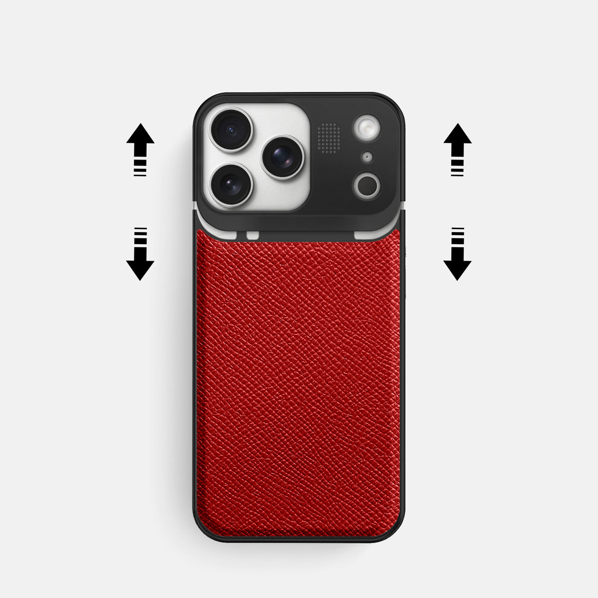 Metal Case For iPhone 17 Pro In Epsom-Style Calf -2 | Red-Black
