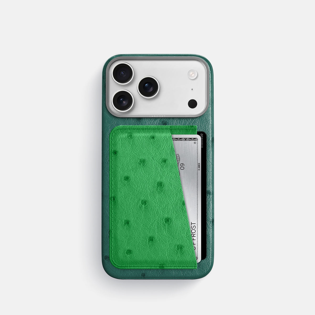 Double Card Case Coloré For iPhone 17 Pro In Ostrich -1 | Forest-Green-Steel