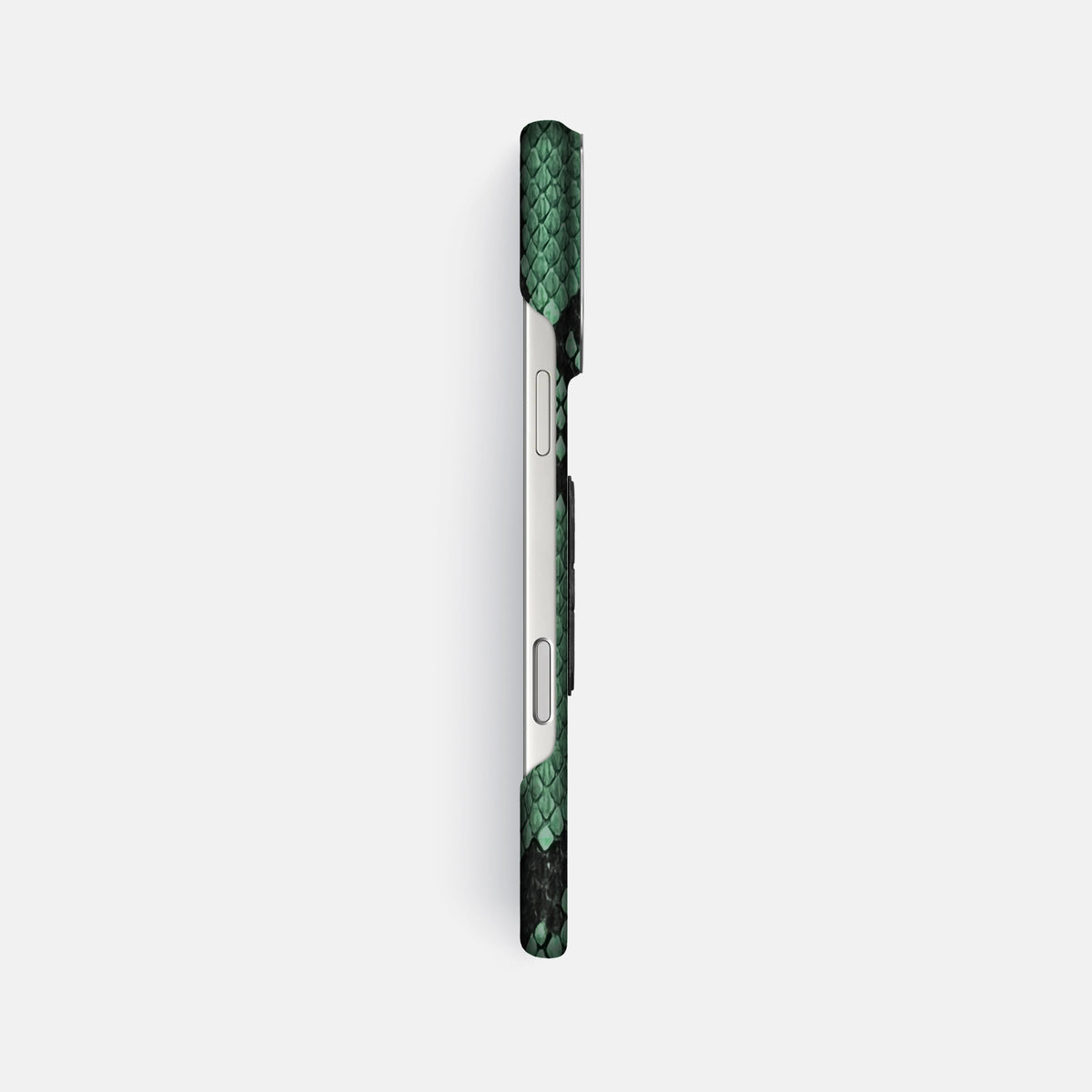 Classic Case With Carbon Skull For iPhone 17 Pro Max In Deluxe Python -3 | Forest-Green-Steel