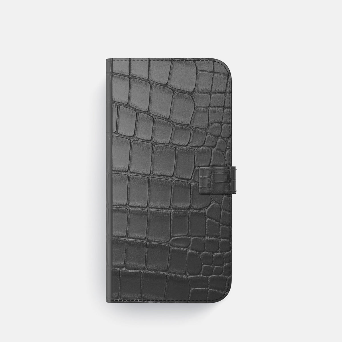 Folio Case with Clasp For iPhone 18 Pro In Alligator -4 | Grey-Black
