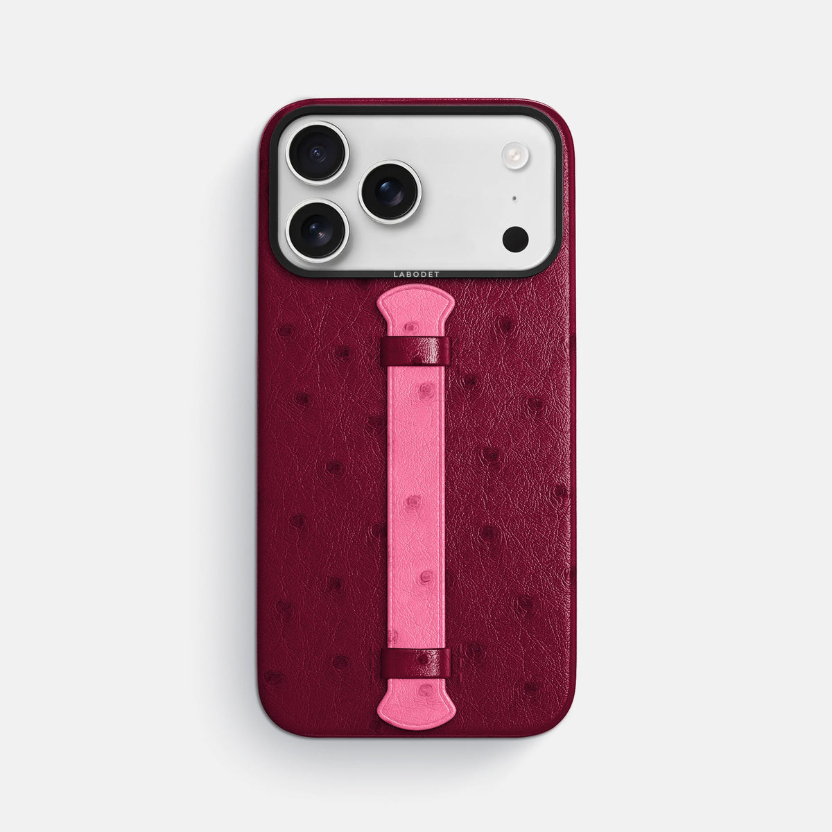 Center Handle Coloré For iPhone 18 Pro Max In Ostrich -1 | Bordeaux-Black