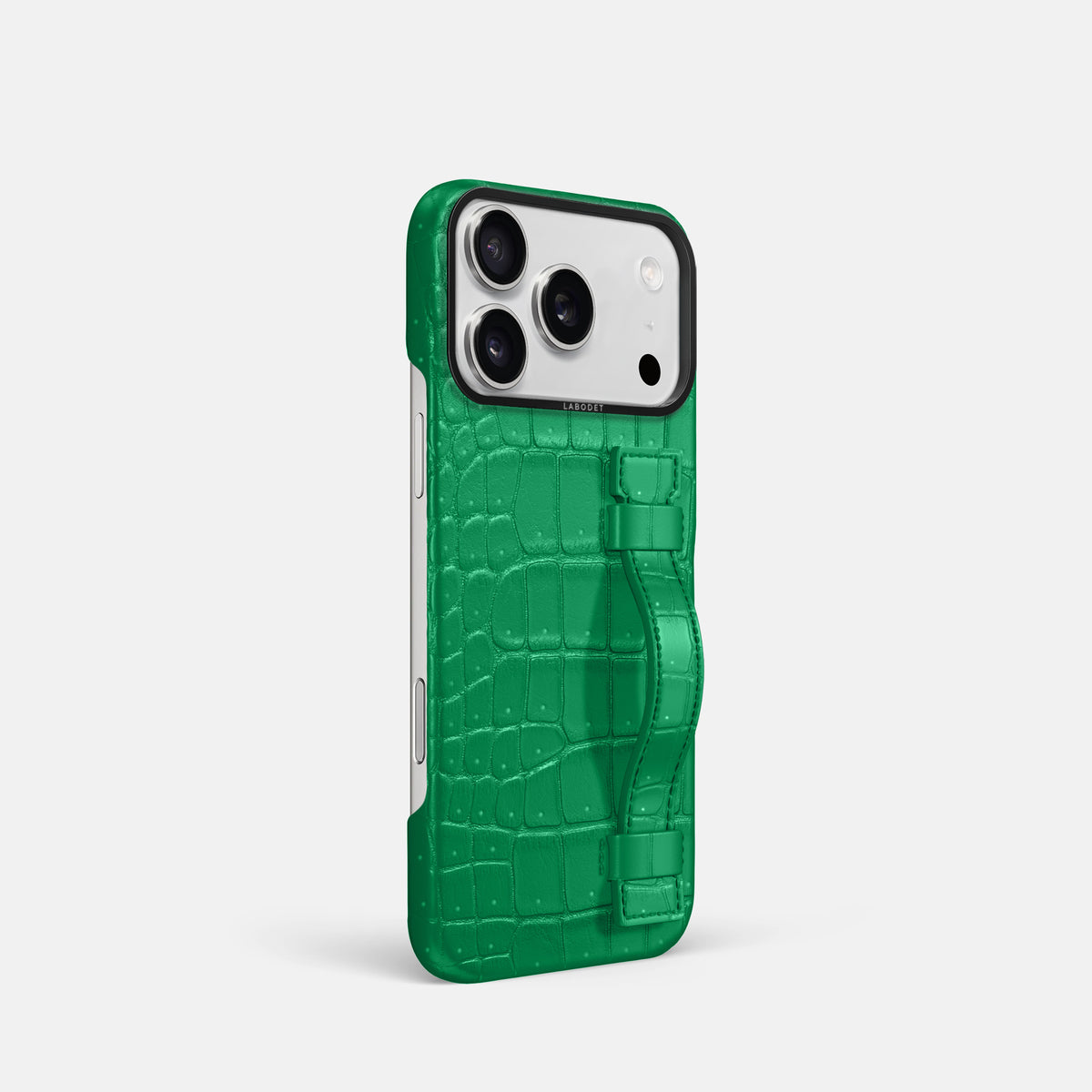 Handle Case For iPhone 17 Pro In Porosus Crocodile -2 | Cactus-Green-Black