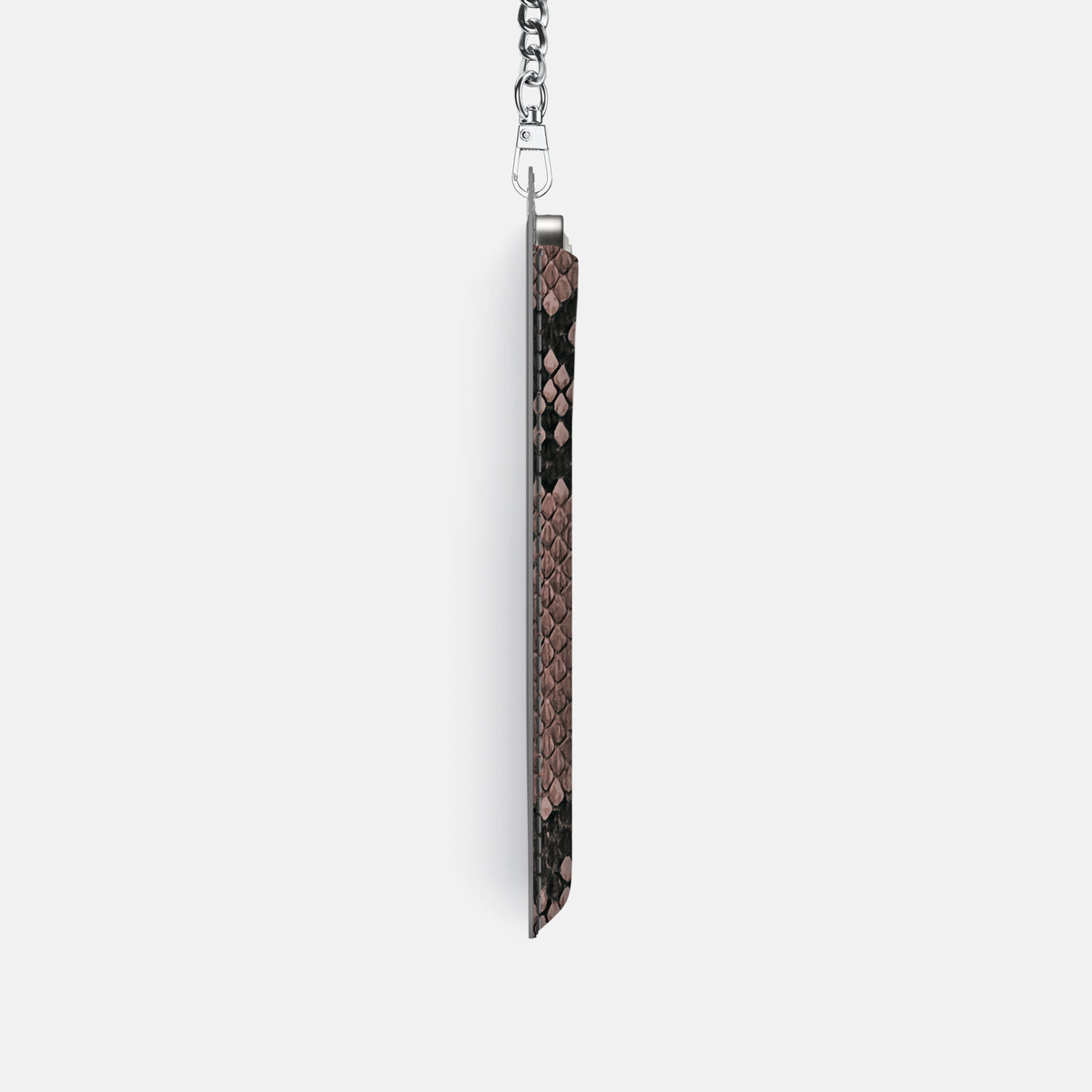 Crossbody Bag For iPhone 17 Pro In Deluxe Python -4 | Mahogany-Brown-Steel