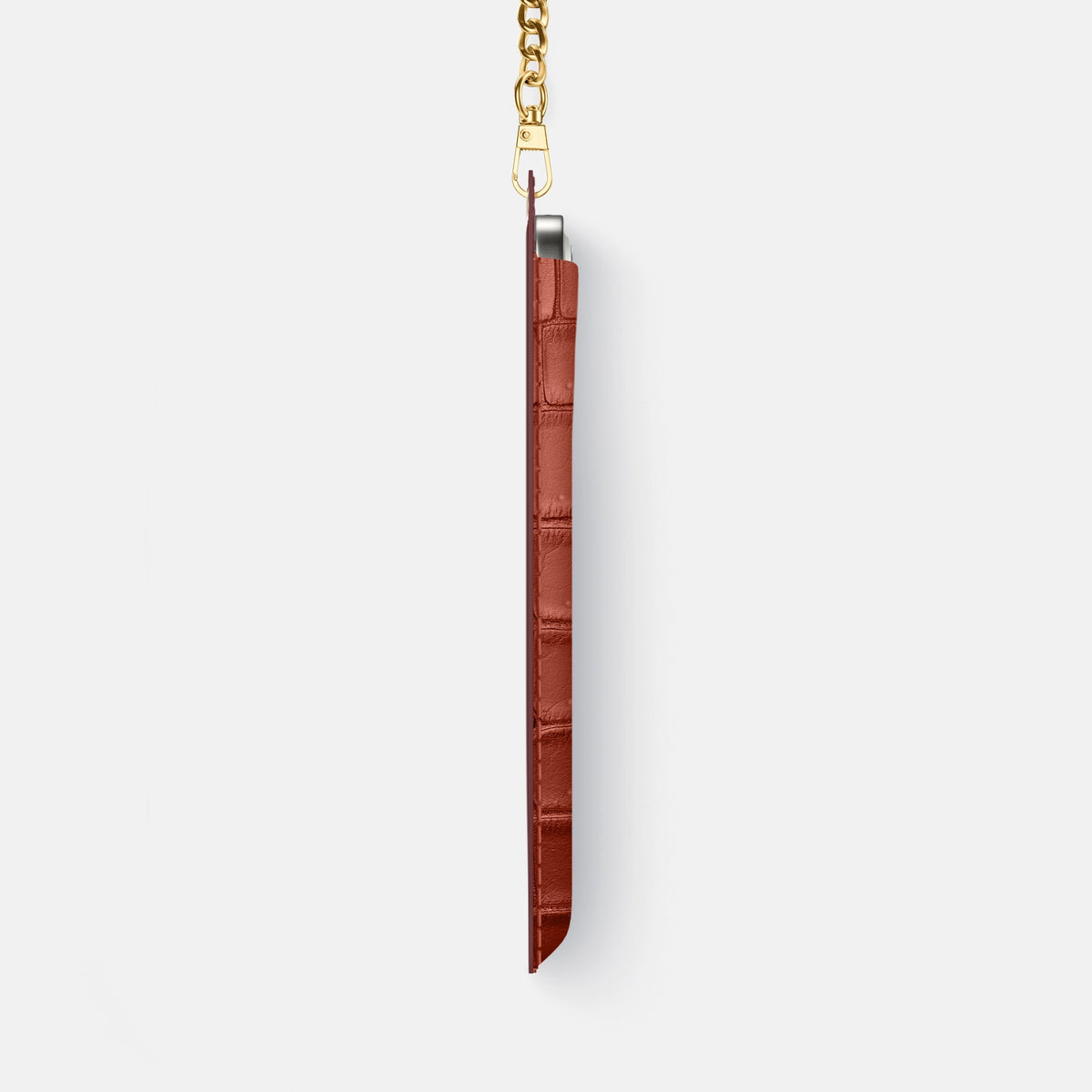 Crossbody Bag For iPhone 18 Pro Max In Porosus Crocodile -4 | Mahogany-Brown-Gold