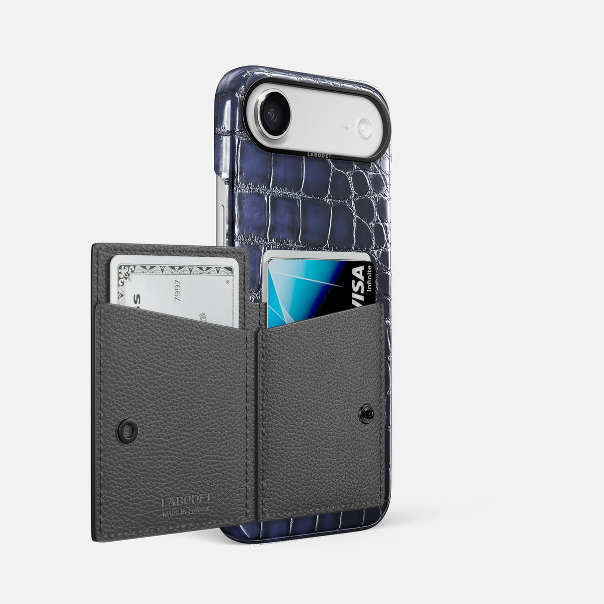 Bi-Fold Case For iPhone 17 Air In Patina Alligator -2 | Havana-Blue-Black