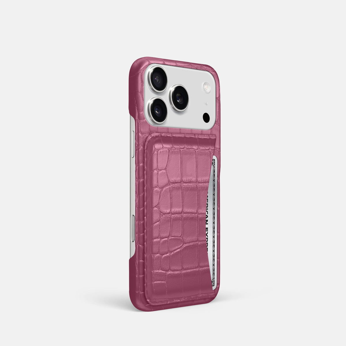 Slim Card Case For iPhone 18 Pro In Alligator -2 | Pink-Lagoon
