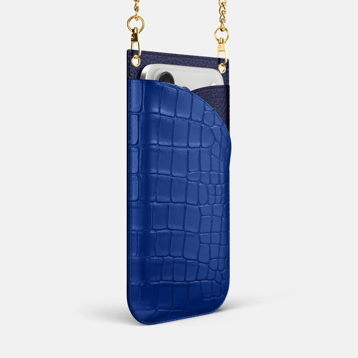 Crossbody Bag For iPhone 17 Pro In Alligator -2 | Royal-Blue-Gold