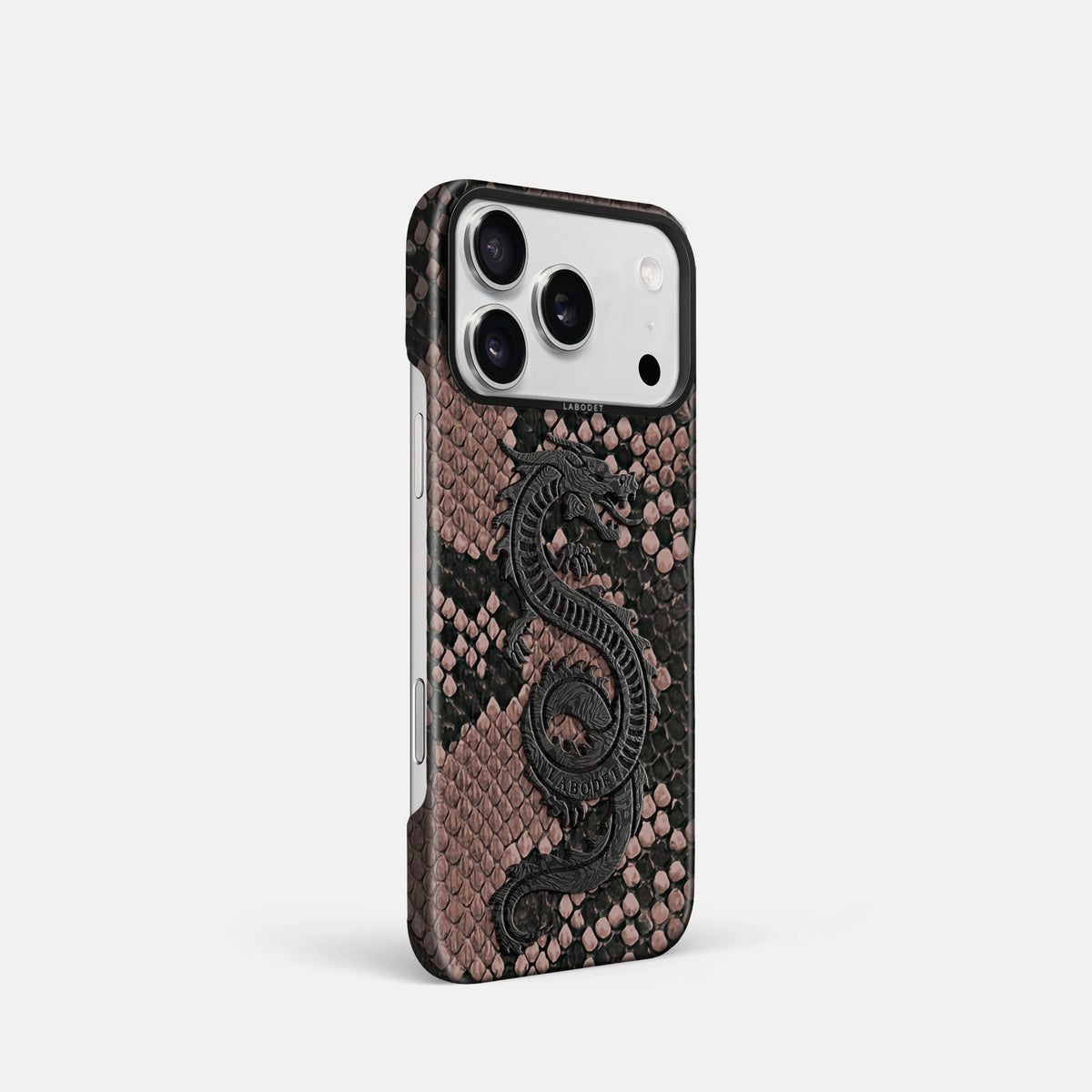 Classic Case With Carbon Dragon For iPhone 18 Pro In Deluxe Python -2 | Mahogany-Brown-Black