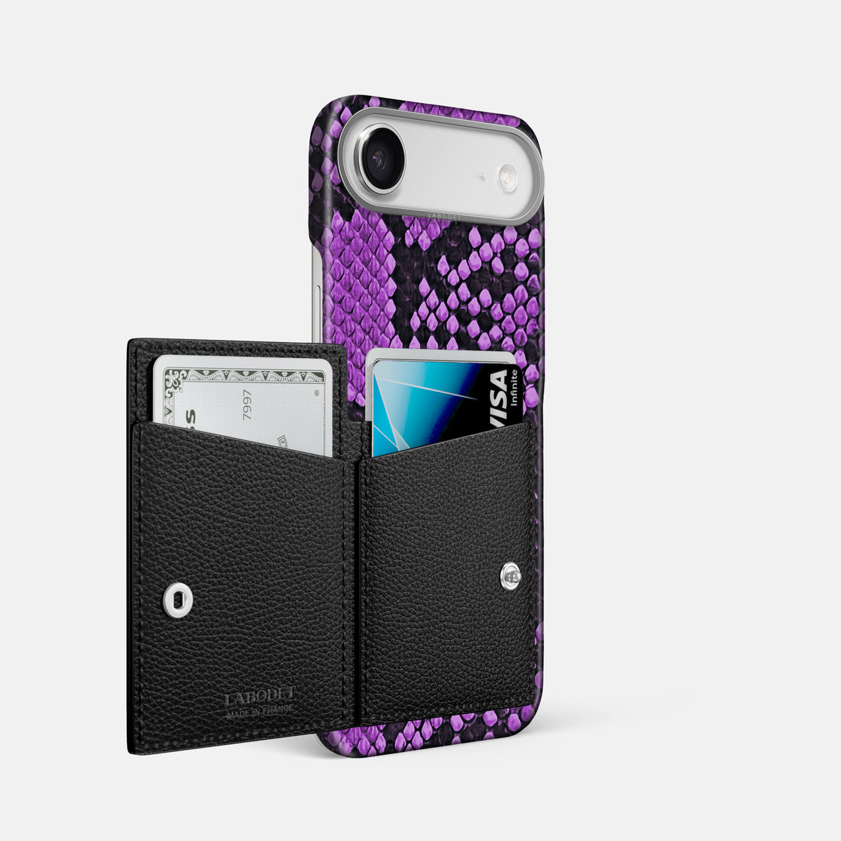 Bi-Fold Case For iPhone 17 Air In Deluxe Python -2 | Purple-Steel