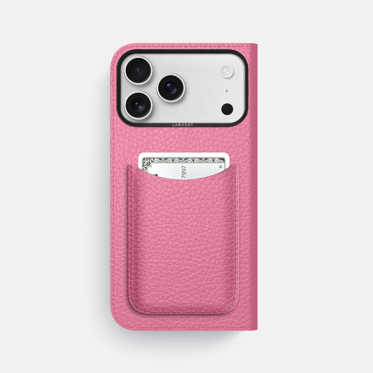 Folio Case with Card For iPhone 17 Pro Max In Calf -3 | Pink-Black