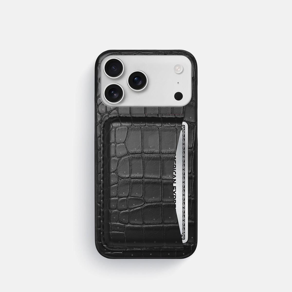 Slim Card Case For iPhone 18 Pro In Porosus Crocodile -1 | Black