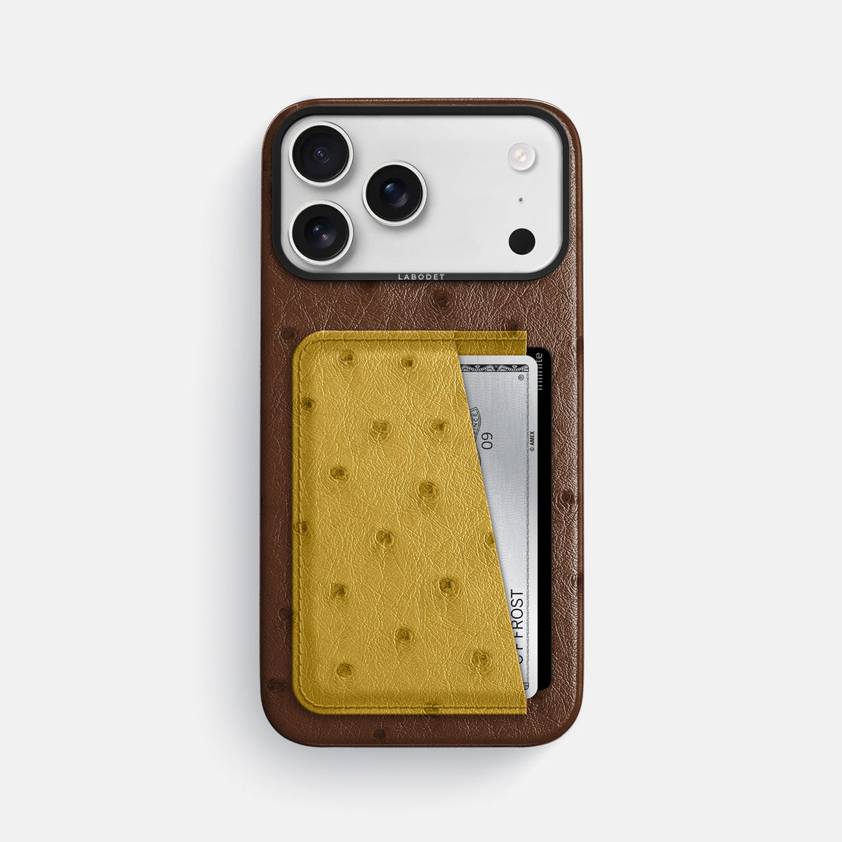 Double Card Case Coloré For iPhone 18 Pro Max In Ostrich -1 | Chocolate-Black