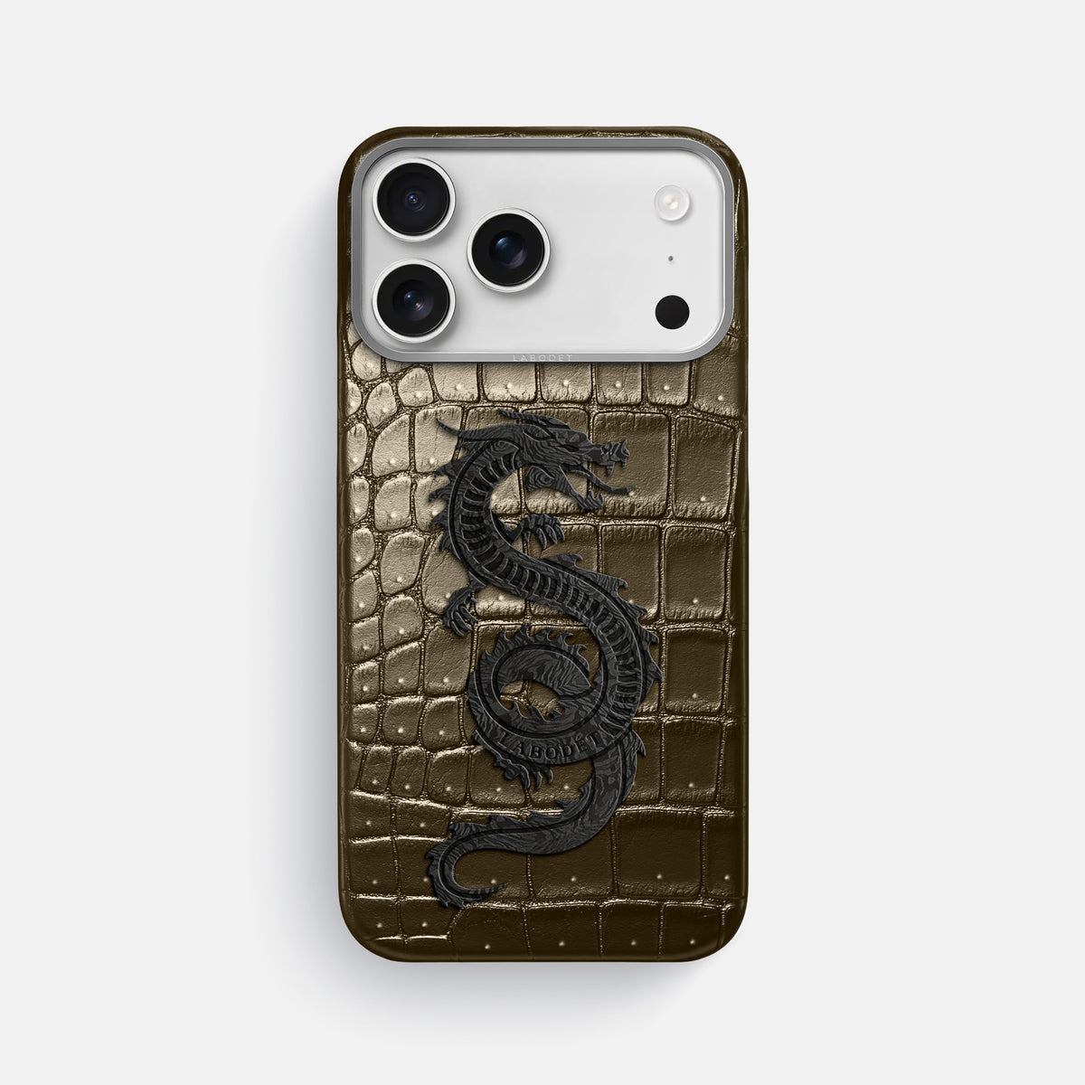 Classic Case With Carbon Dragon For iPhone 17 Pro Max In Porosus Crocodile -1 | Bronze-Steel