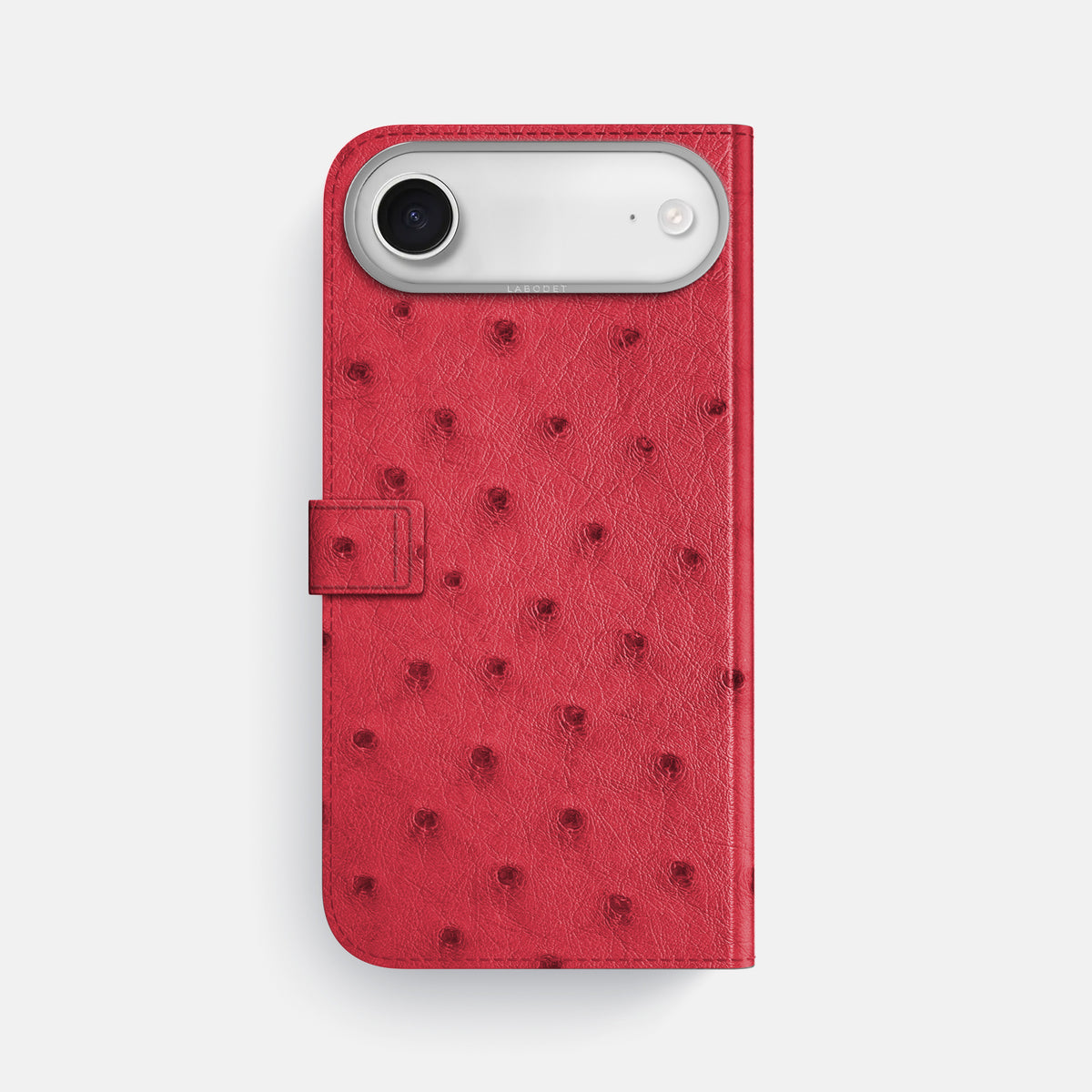 Folio Case with Clasp For iPhone 17 Air In Ostrich -3 | Red-Steel