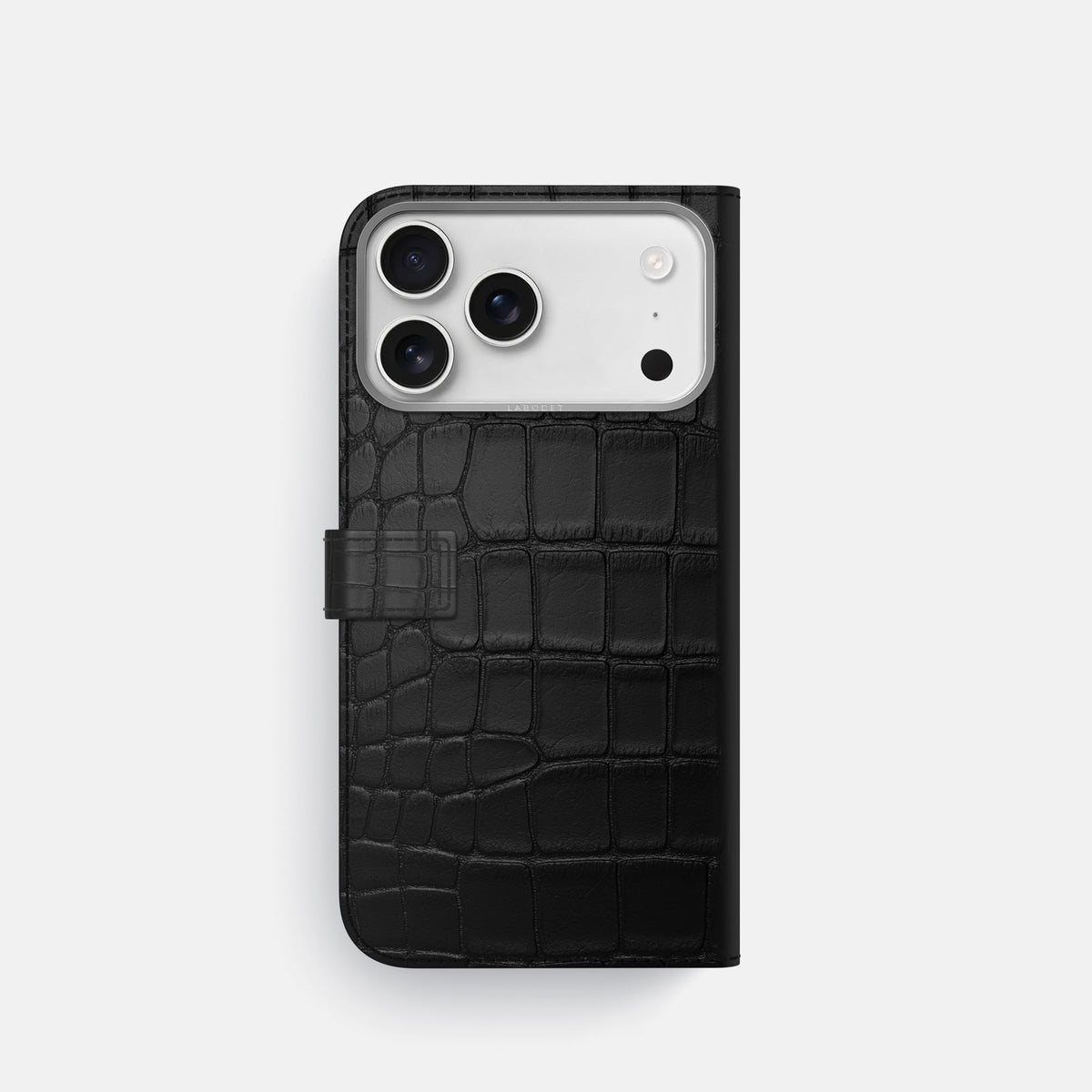 Folio Case with Clasp For iPhone 18 Pro In Alligator -3 | Black-Steel