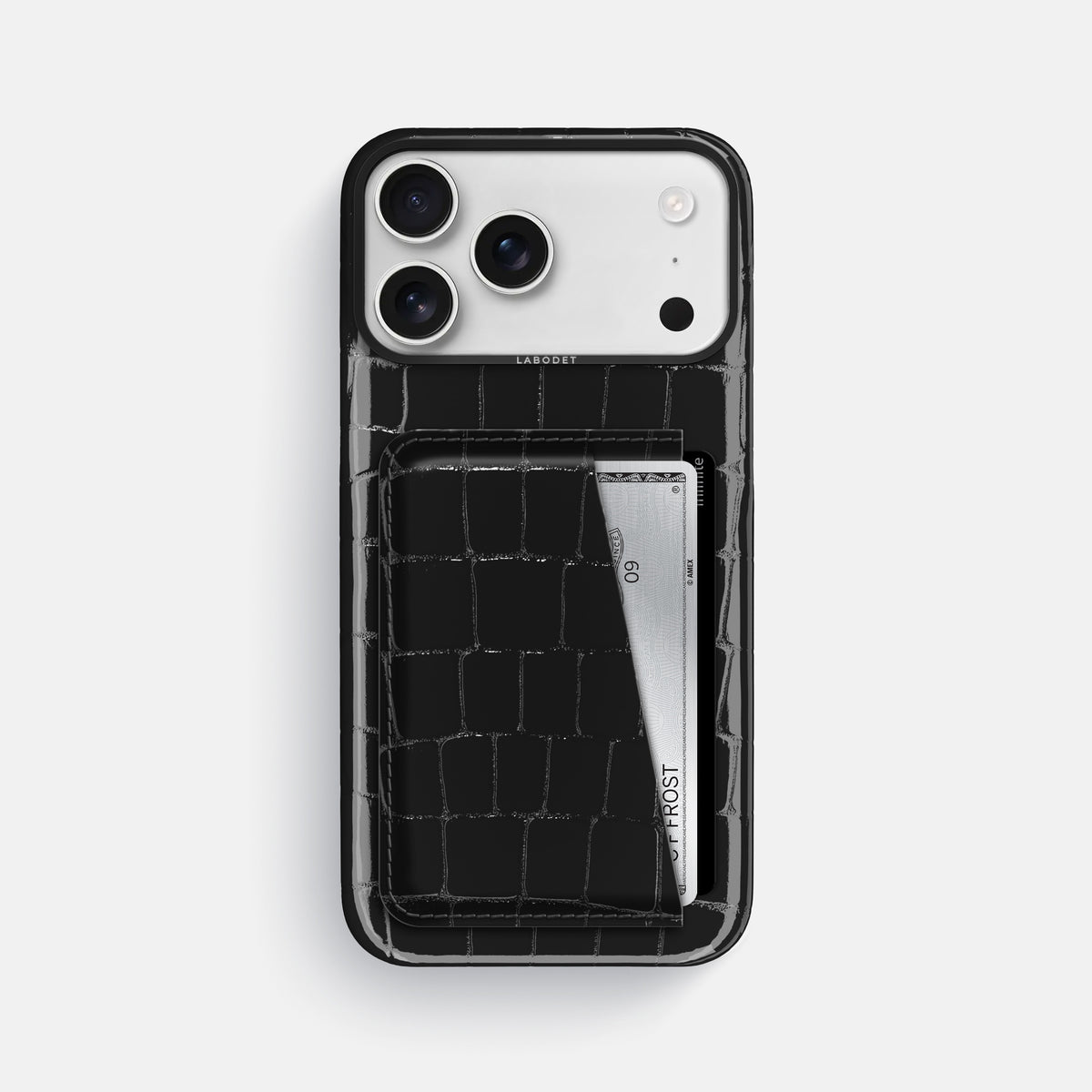 Double Card Case For iPhone 17 Pro Max In Shiny Alligator -1 | Black-Black