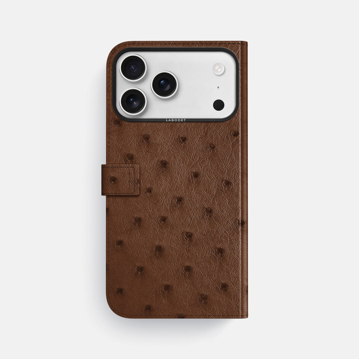 Folio Case with Clasp For iPhone 18 Pro Max In Ostrich -3 | Chocolate-Black