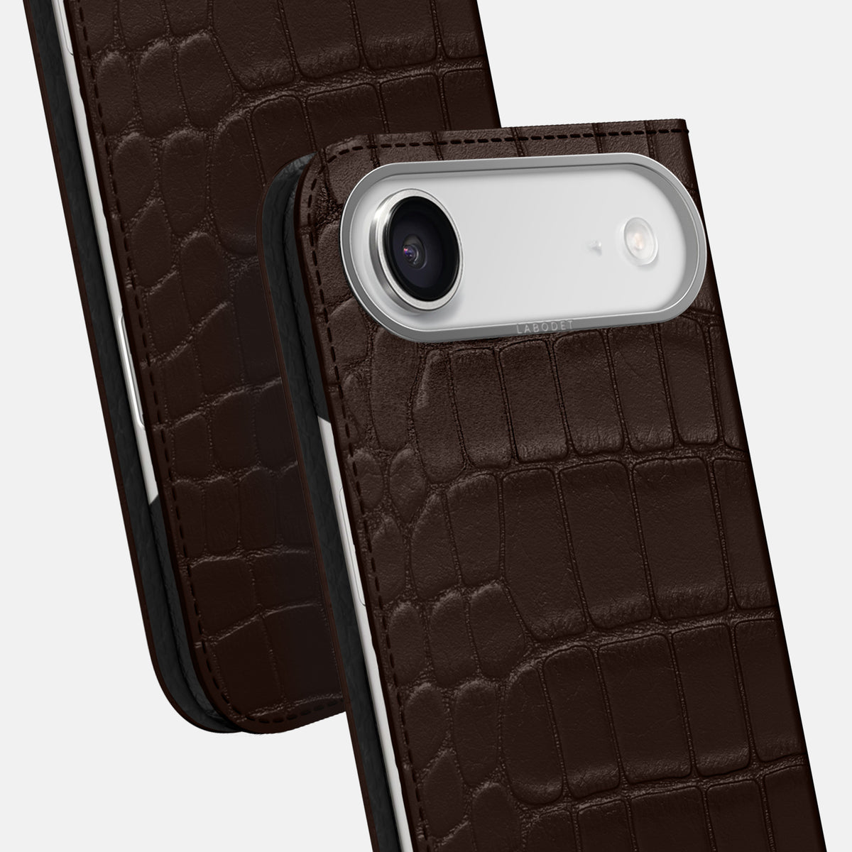 Folio Case For iPhone 17 Air In Alligator -5 | Dark-Brown-Steel